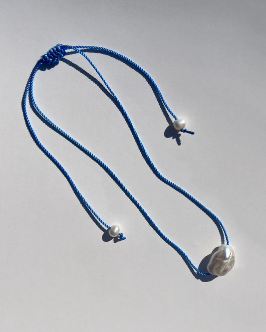 The Baroque Cord Necklace - Aquamarine
