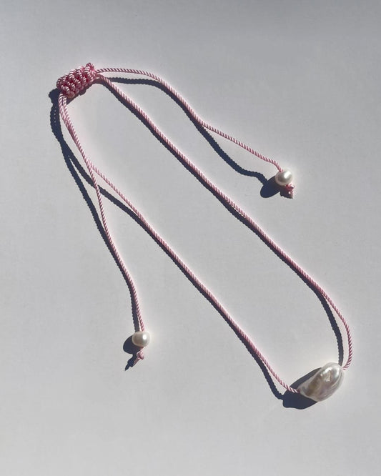 The Baroque Cord Necklace - Rose