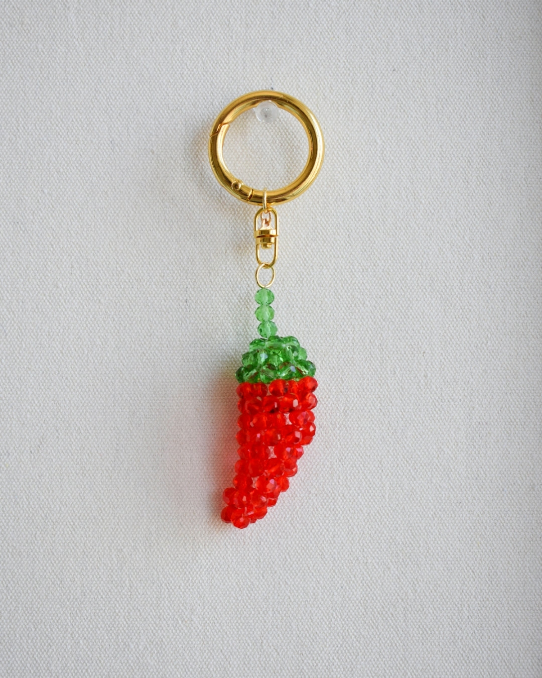 The Picante Red Chilli Beaded Bag Charm
