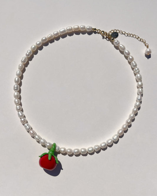 The Heirloom Tomato Freshwater Pearl Necklace - Red