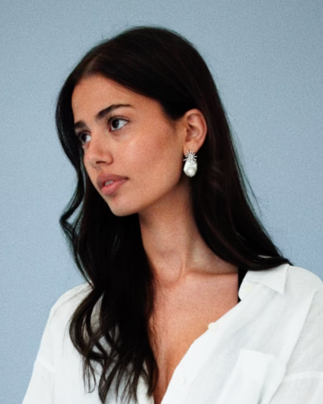 The Soltra Freshwater Pearl Earrings - Silver