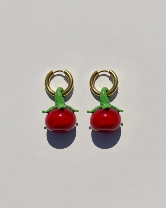 The Heirloom Tomato Hoop Earrings - Red