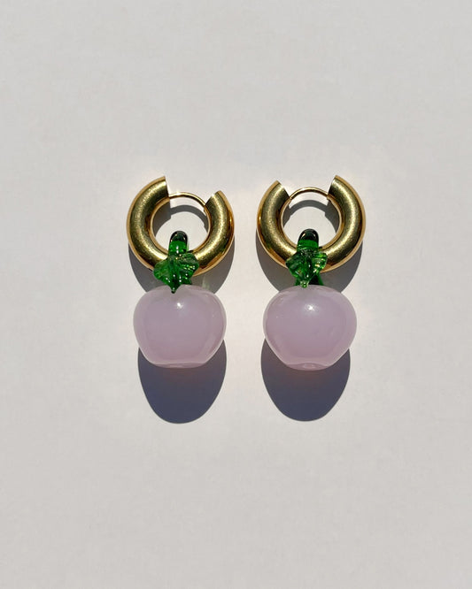 The Ribbon Apple Earrings - Pink