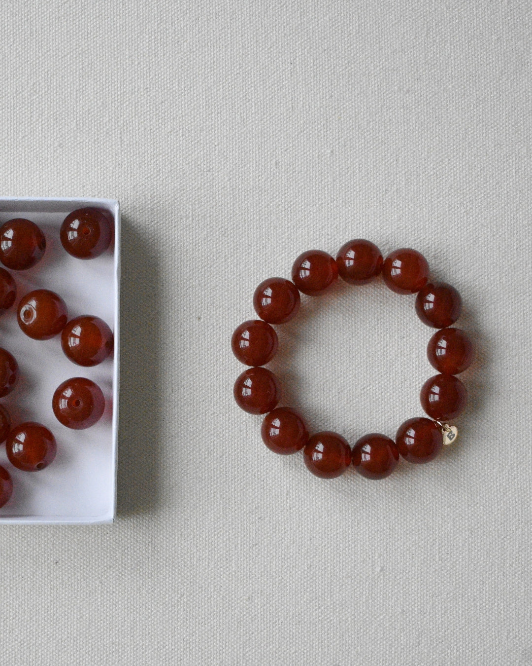 The Rouge Beaded Bracelet - Carnelian