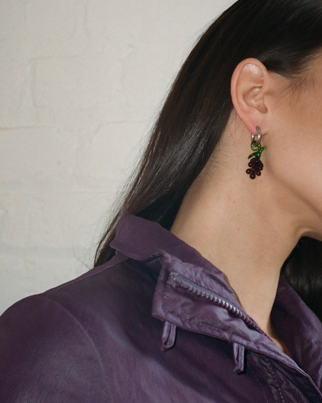 The Very Grapeful Hoops Earrings - Plum